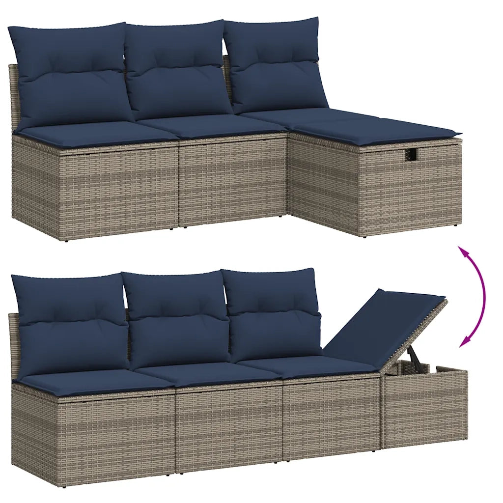Set Divani da Giardino 8 pz con Cuscini Grigio in Polyrattan 3275161