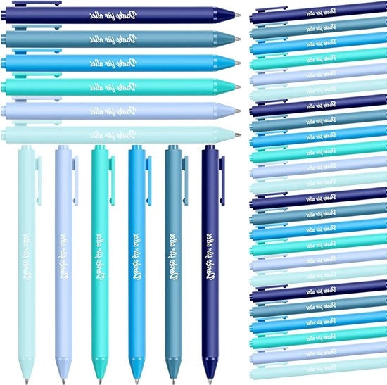 Set di 30 Pennarelli a sfera blu con stampa e frase - Regalo di ringraziamento per colleghi - Per scuola e ufficio