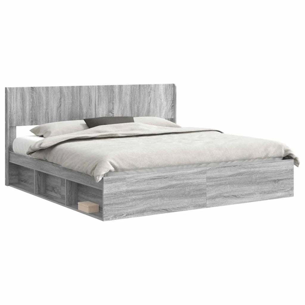 Struttura del letto con stoccaggio e testata Sonoma grigio