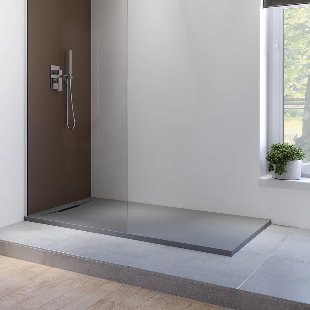 Piatto doccia 80x140 cm in marmoresina grigio effetto pietra | Paros