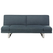 Divano Letto Rivestimento Tessuto Blu Scuro 4 Posti Meccanismo Click Clack Braccioli Regolabili