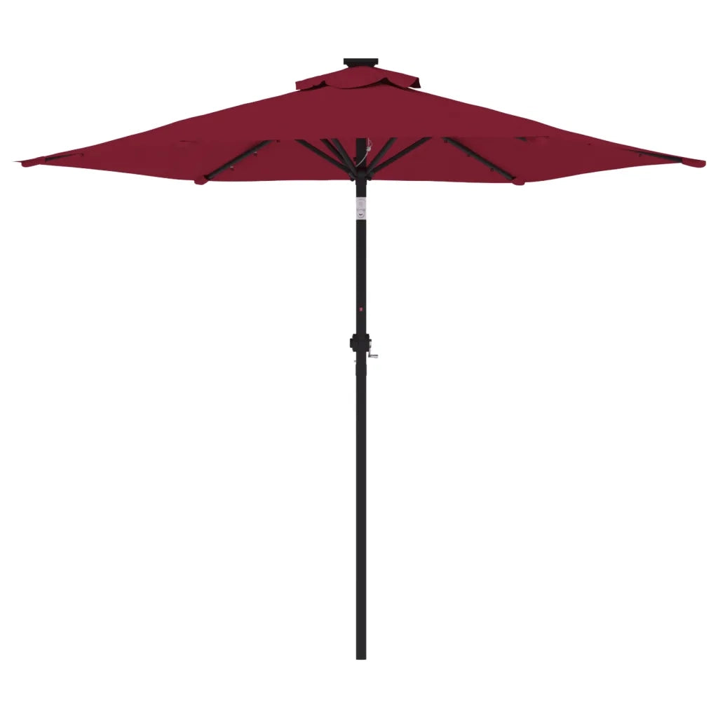 vidaXL Ombrellone Giardino LED Palo Acciaio Rosso Bordò 225x225x212 cm