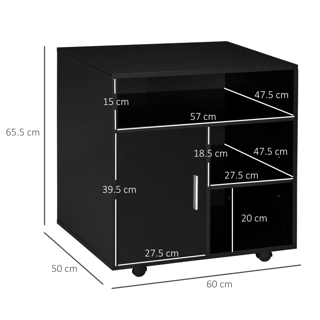 Scrivania con Cassettiera e Ripiani ¨C Minimal ¨C Legno, Nero, 60x50x65.5 cm
