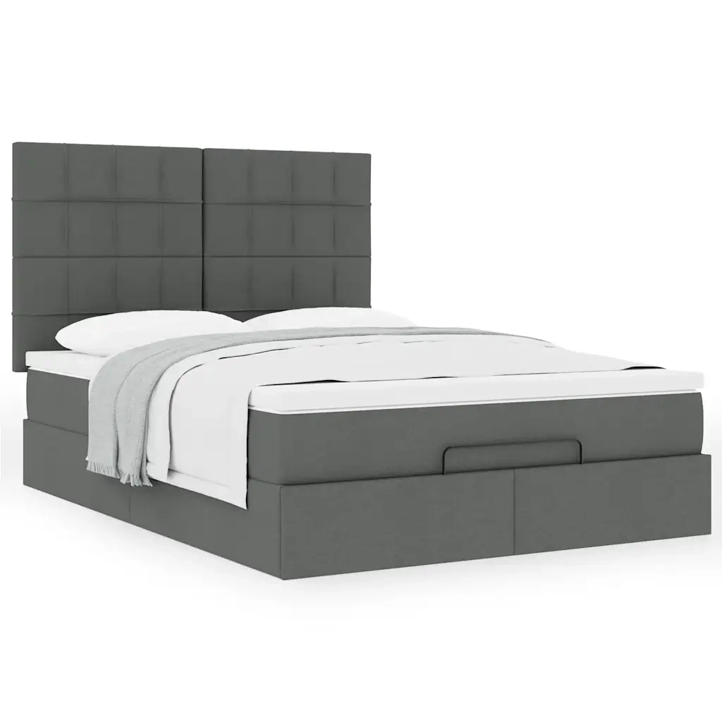 Struttura Letto Pouf con Materasso 140x200 cm in Tessuto 3313162