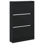 Scarpiera mobiletto portascarpe mobile per ingresso/corridoio/soggiorno 80 x 21 x 125,5 cm legno ingegnerizzato nero 02_0022019