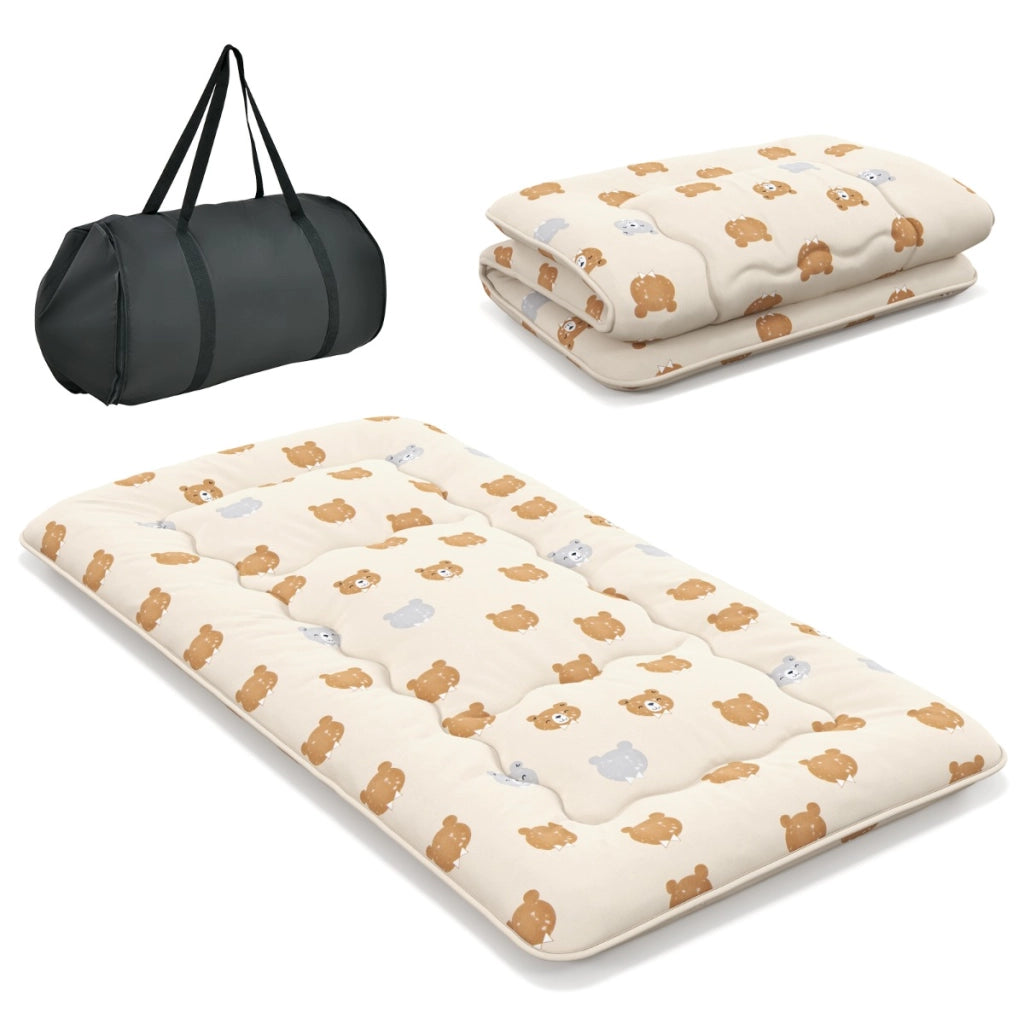 Materasso futon portatile con copertura lavabile sacca da trasporto-Tappeto arrotolabile per pavimento 90cm Marrone
