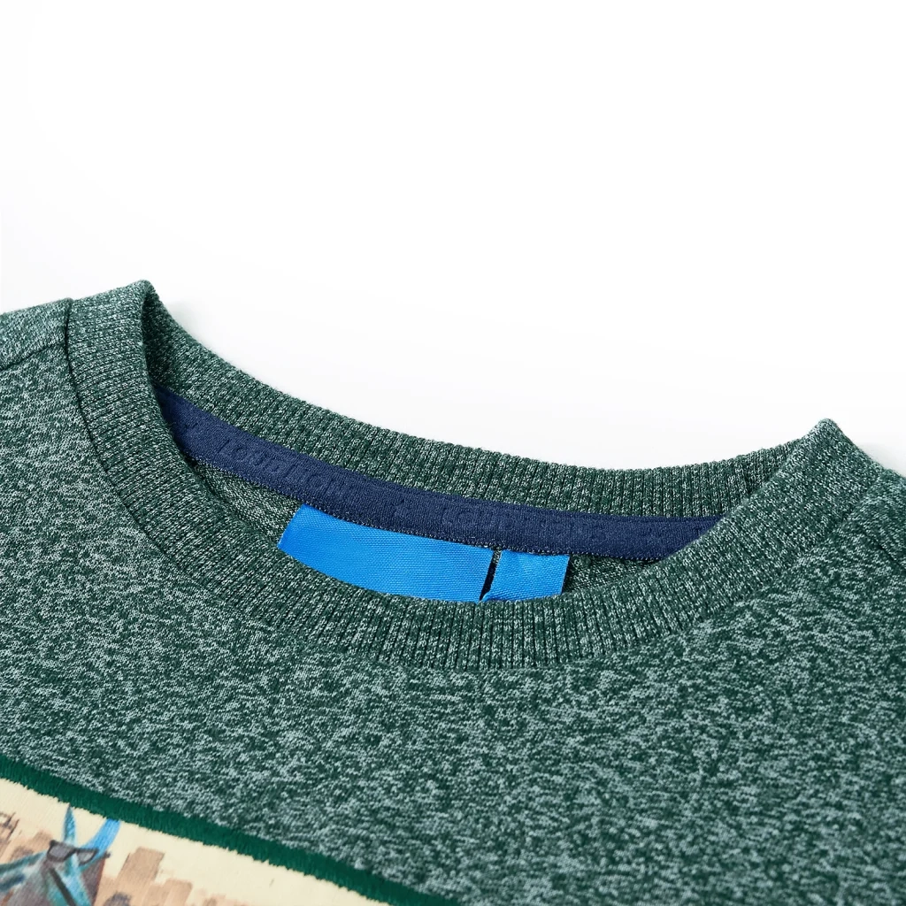 Maglietta Bambino Maniche Lunghe Verde Scuro Mélange 140 12828