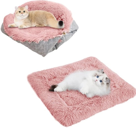 Letto per Gatti 2 in 1 con Piuma Molle e Ronde Cuscino per Gatti e Piccoli Cani