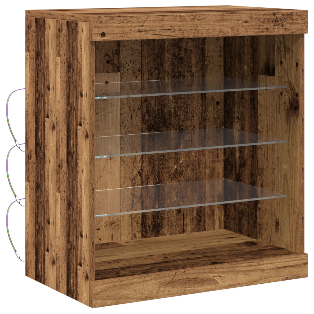 Sideboard con luci LED Legno Antico 60,5x37x67 cm