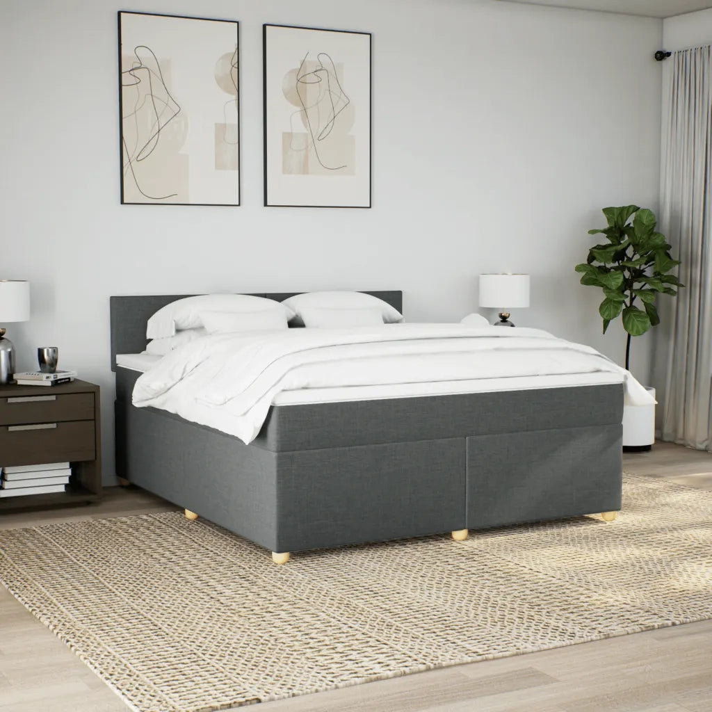 Giroletto a Molle con Materasso Grigio Scuro 180x200 cm Tessuto 3286753