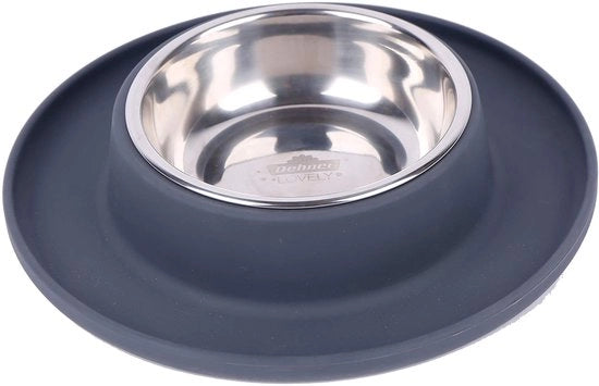 Polveriera per cani, 350 ml, Ø 24 cm, altezza 4 cm, acciaio inossidabile/silicone, grigio scuro