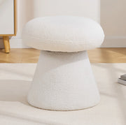 Pouf girevole a 360° imbottito in tessuto teddy bianco