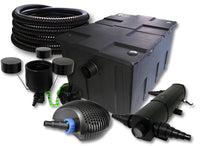 Set filtro per laghetto da 60.000l Chiarificatore 36W Pompa ECO 40W Tubo 25m Skimmer
