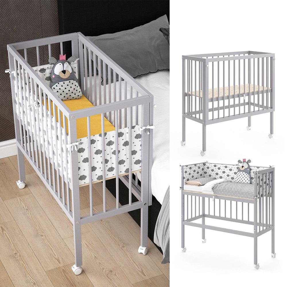 Vitalispa Lettino da attaccare al letto Grigio 94 x 90 cm 2 guide laterali