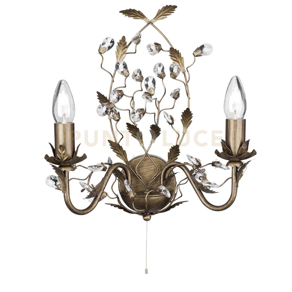 Almandite 2Lt Applique - Metallo marrone oro e cristallo trasparente
