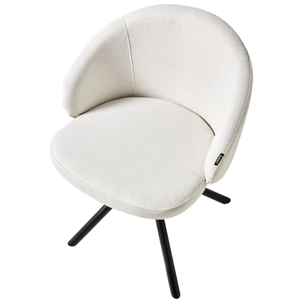 Set di 2 sedie da pranzo girevoli Rivestimento in tessuto bianco sporco Base girevole in metallo