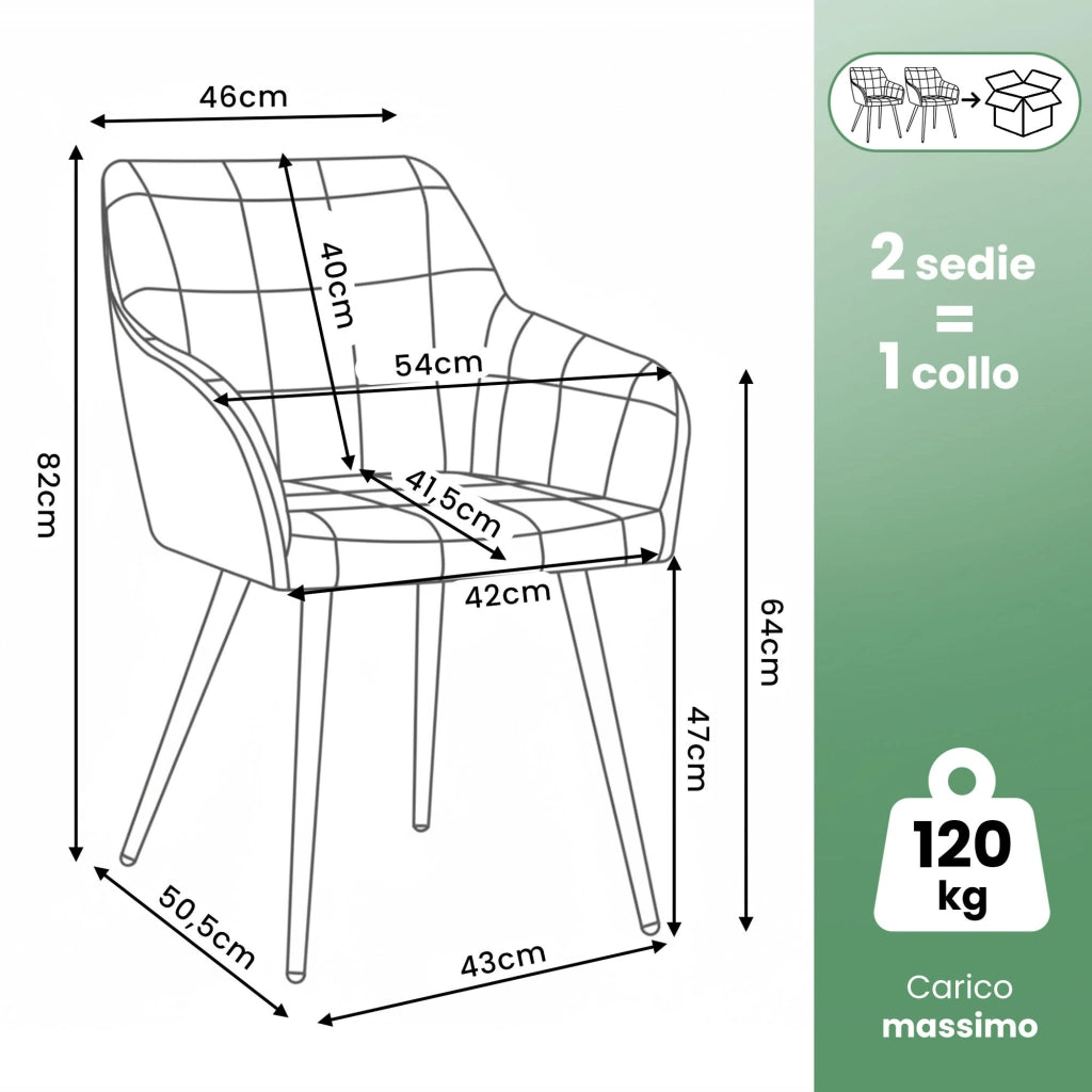 Set di 2 Sedie imbottite con cuciture quadrate LUXANO Rosa Cipria gambe oro