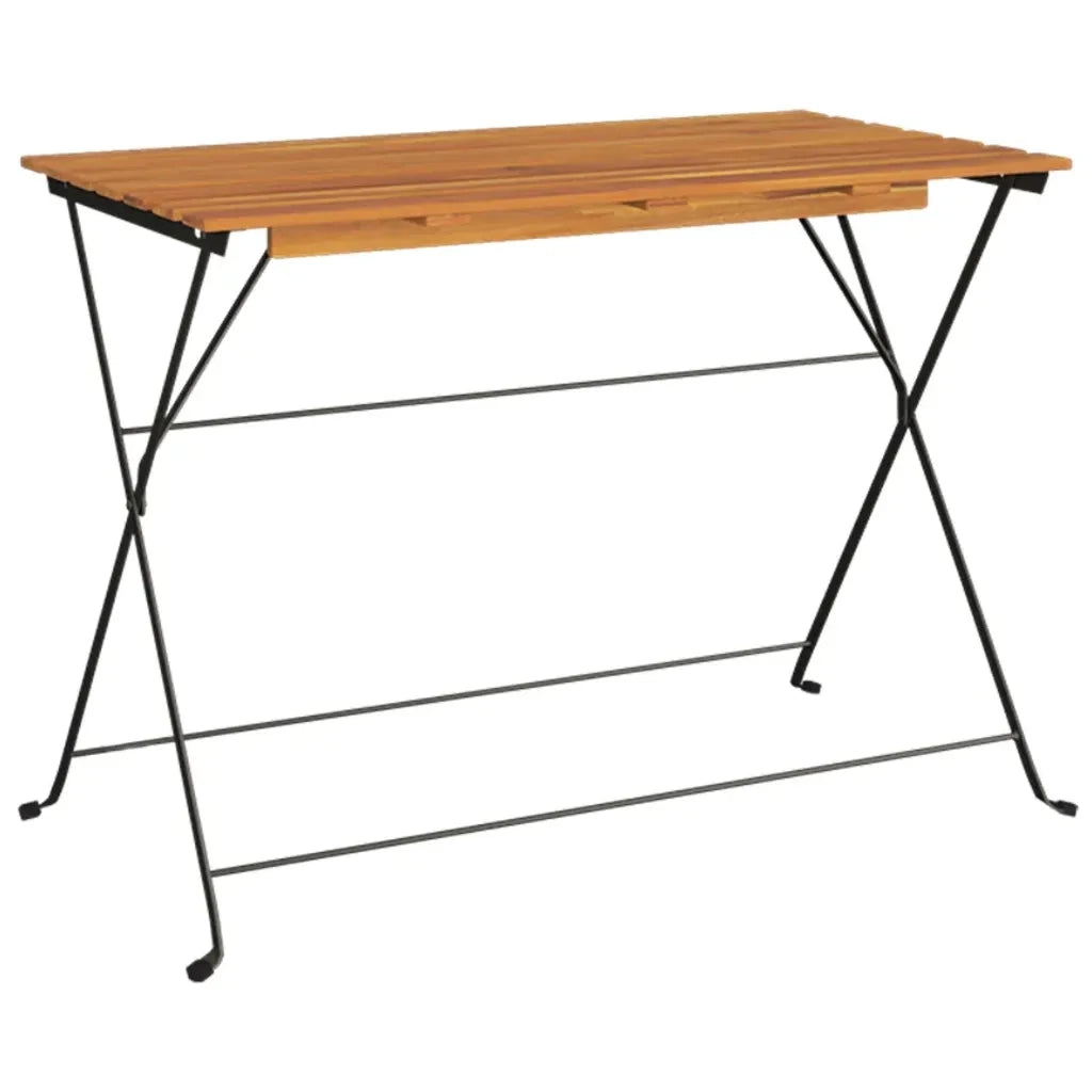 Tavolo BistrÃ² Pieghevole 100x54x71 cm Massello Acacia e Acciaiocod mxl 78431