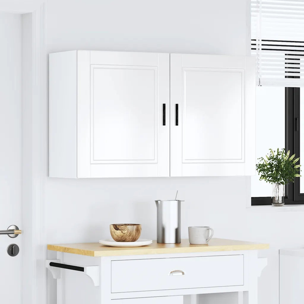 Pensili da Cucina 2 pz Porto Bianco Lucido in Legno Multistrato 854042