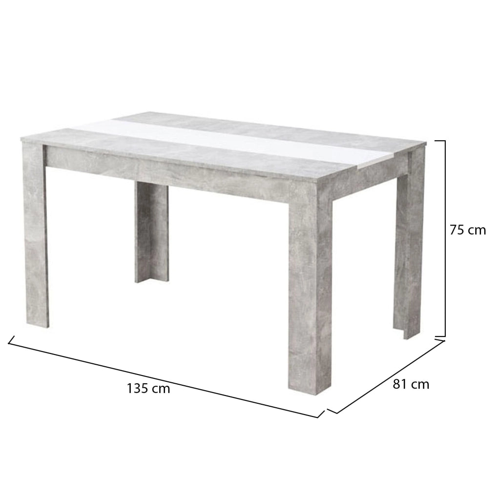 Simala, Tavolo Fisso 6 Posti, 135x80.5x74.5h cm Grigio Cemento