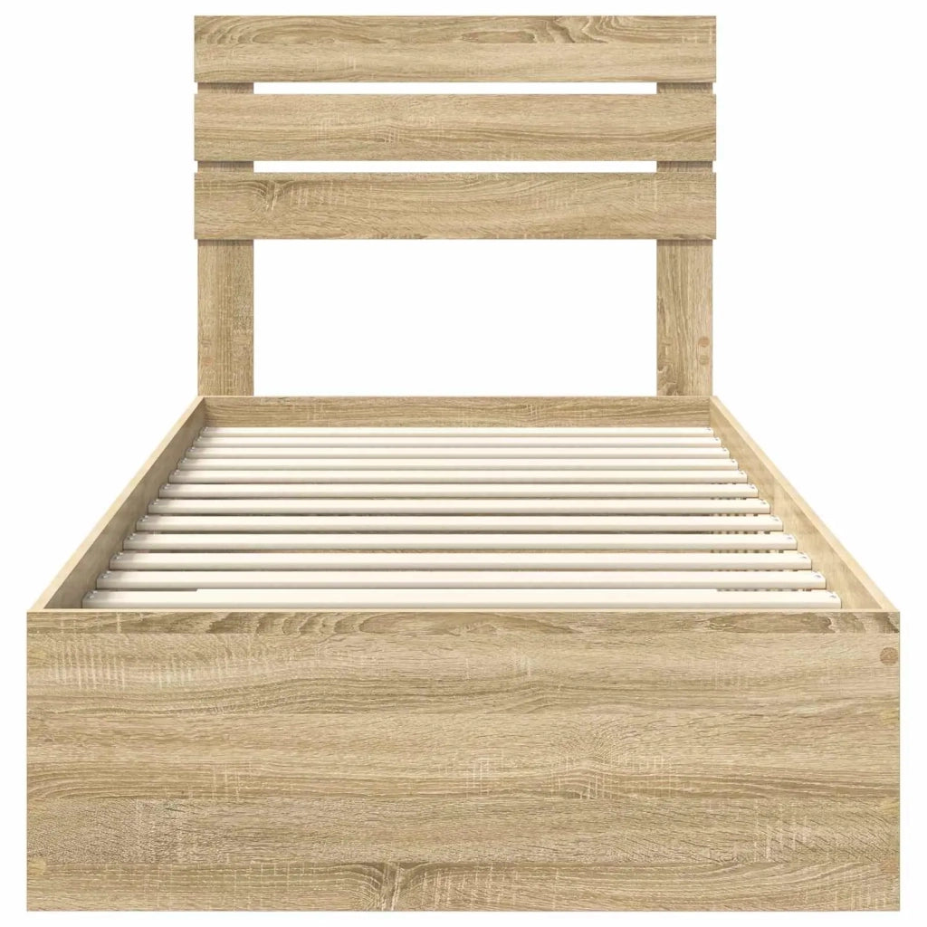 Struttura del letto Rovere Sonoma e Argento 75 x 190 cm