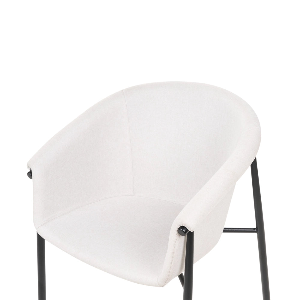 Set di 2 sedie da pranzo con imbottitura in tessuto beige Seduta da pranzo dal design moderno e contemporaneo