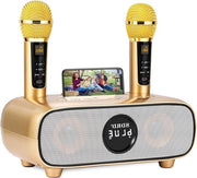 Impianto karaoke - Macchina karaoke portatile Bluetooth 2 microfoni karaoke wireless houder USB scheda TF ingresso AUX sistema PA per altoparlanti casa festa picnic auto esterno interno.