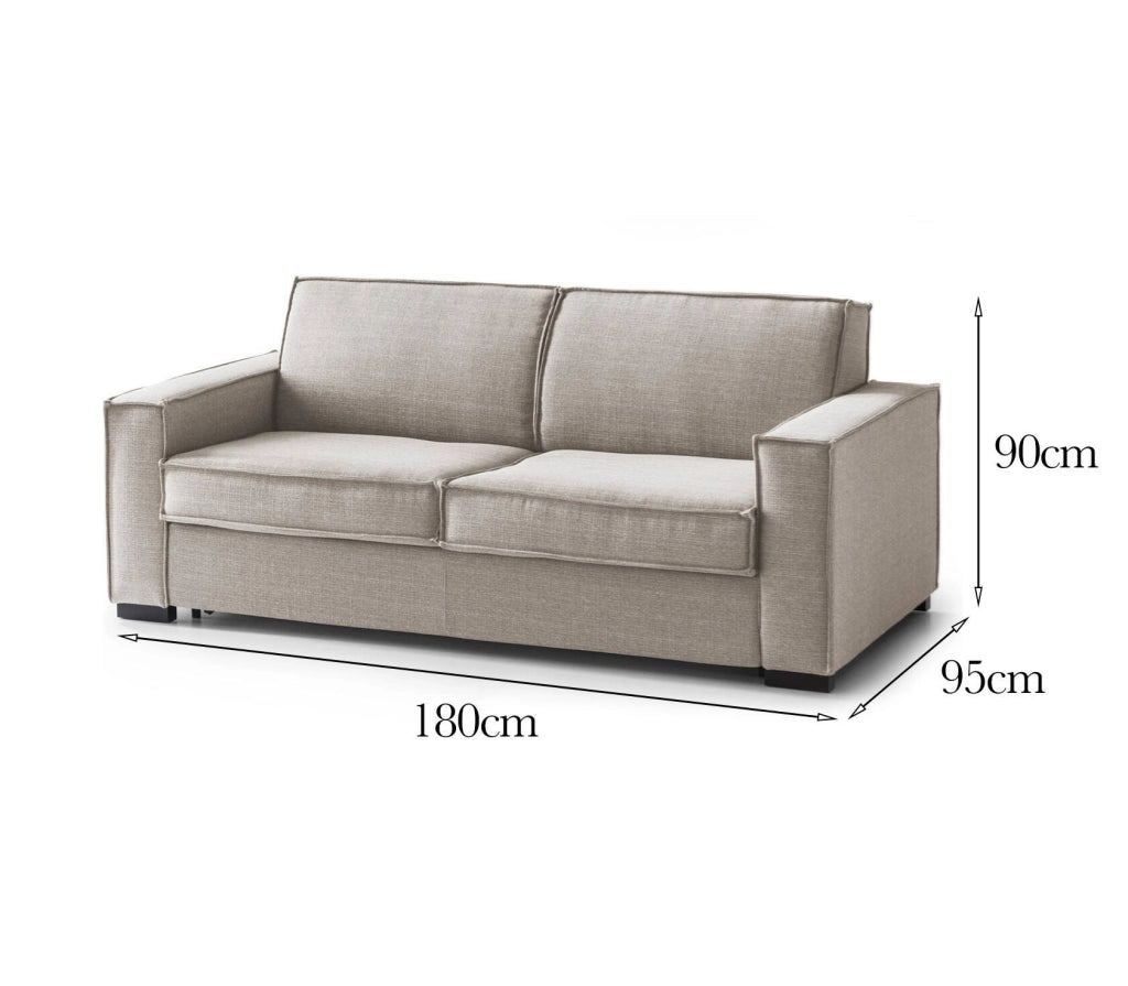 Divano fisso Arki, Divano a 2 posti, Made in Italy, SofÒ  Soggiorno in tessuto, con Braccioli standard, cm 180x95h90, Tortora