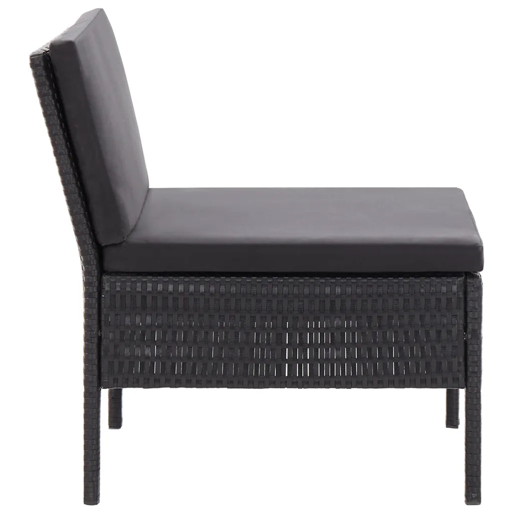 Set Divani da Giardino 3 pz | Set Salotto da Giardino con Cuscini in Polyrattan Nero