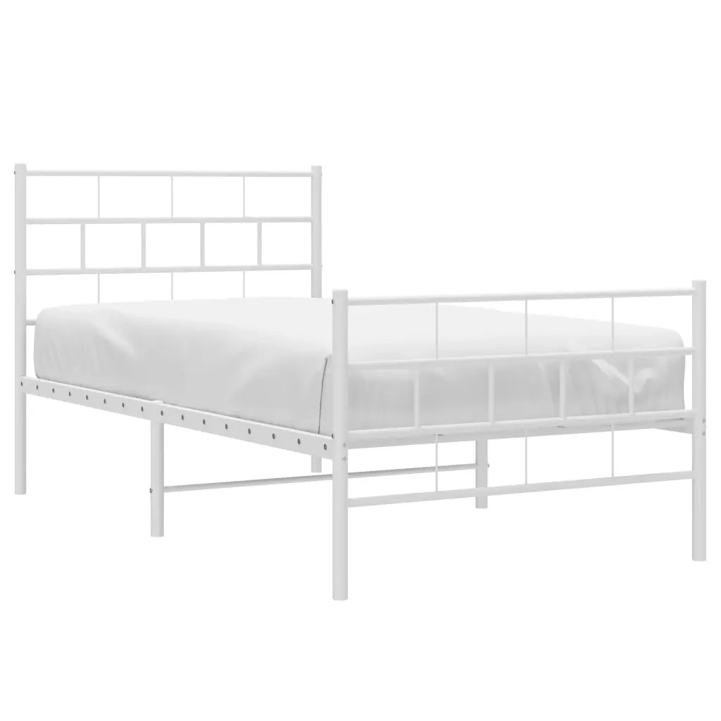 Giroletto con Testiera e Pediera-Struttura Letto Metallo Bianco 107x203 cm 101622