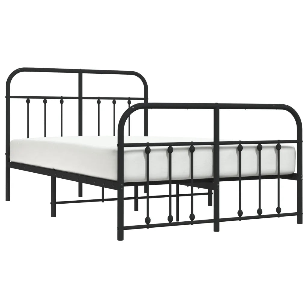 Giroletto con Testiera e Pediera Metallo Nero 120x190 cm 352593