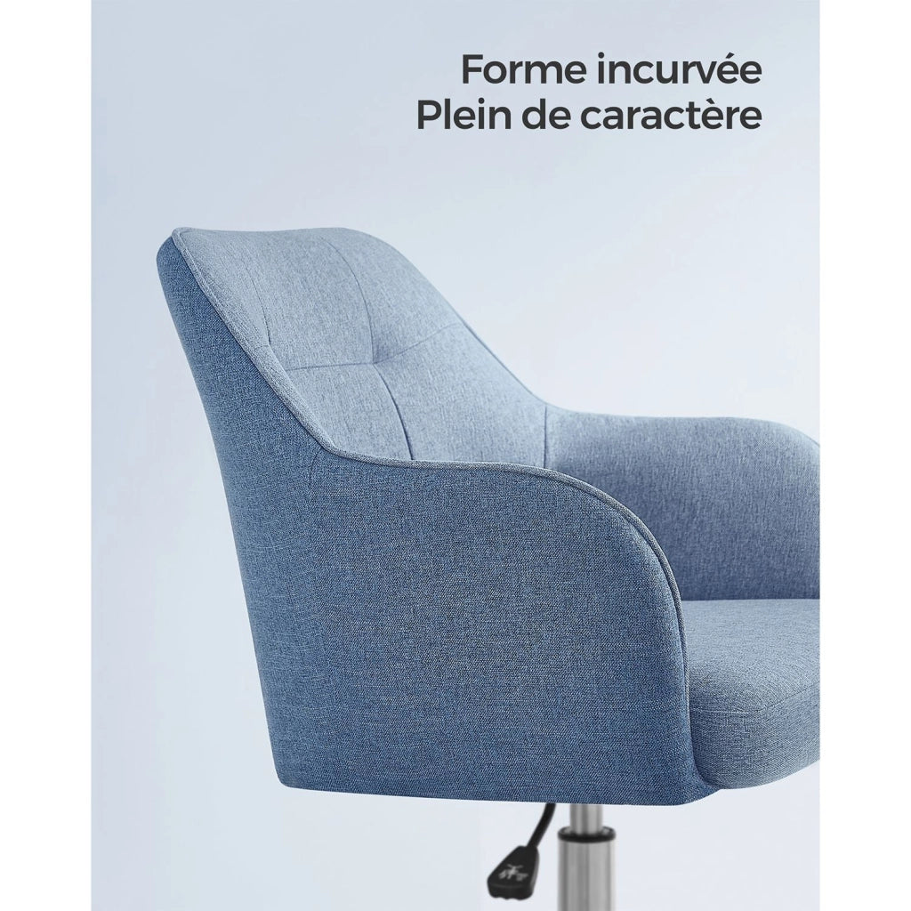 Sedia da ufficio sedia girevole seduta comoda ed ergonomica altezza regolabile portata 120 kg struttura in acciaio tessuto effetto lino blu 12_0005884