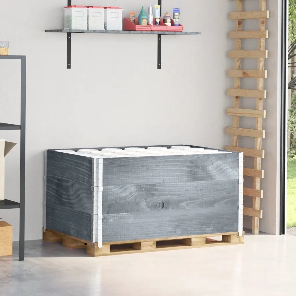 vidaXL Paretali per Pallet 3pz Grigi 120x80cm Legno Massello di Pino