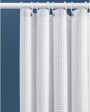Douchegordijn per 80x180CM - Wit-Met 6 pezzi di attrezzo in plastica - Per bagno e toilette - Bianco - Antischiuma - Poliestere - Design a cubo - Douchegordino con 6 accessori in plastica