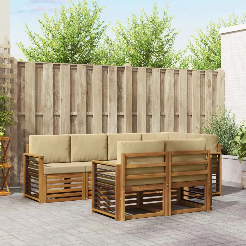 Set divano sezionale con cuscino 7 pcs Naturale e Beige
