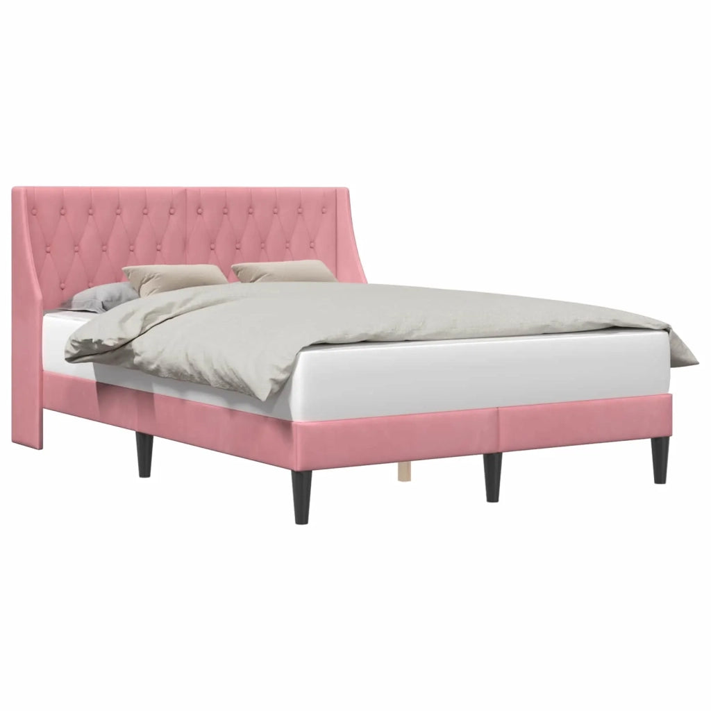 Struttura del letto con testiera-Giroletto Rosa 120 x 200 cm Velluto 295959