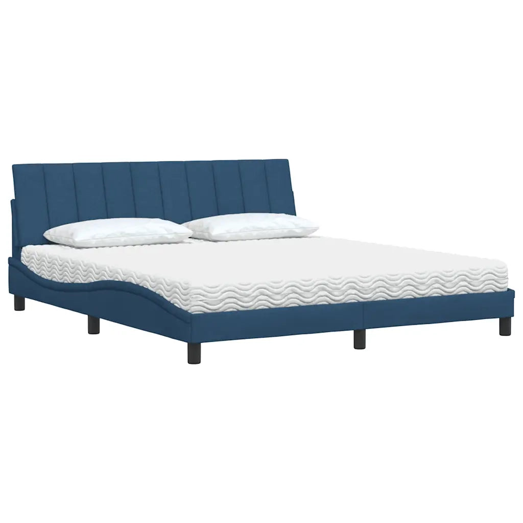 Letto con Materasso Hanko Blu 180x200 cm in Tessuto 3310551