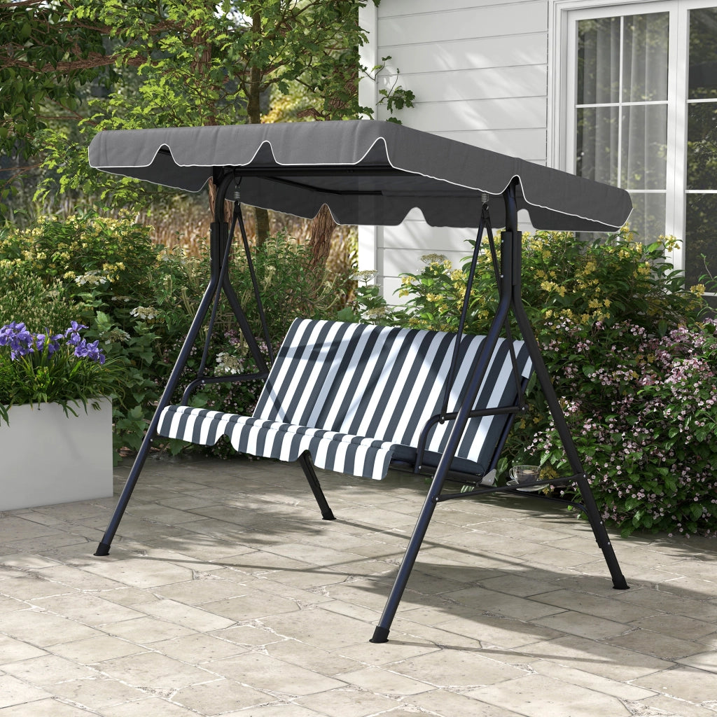 Telaio in metallo a baldacchino confortevole per 3 posti design elegante grigio e bianco 172×110×153cm