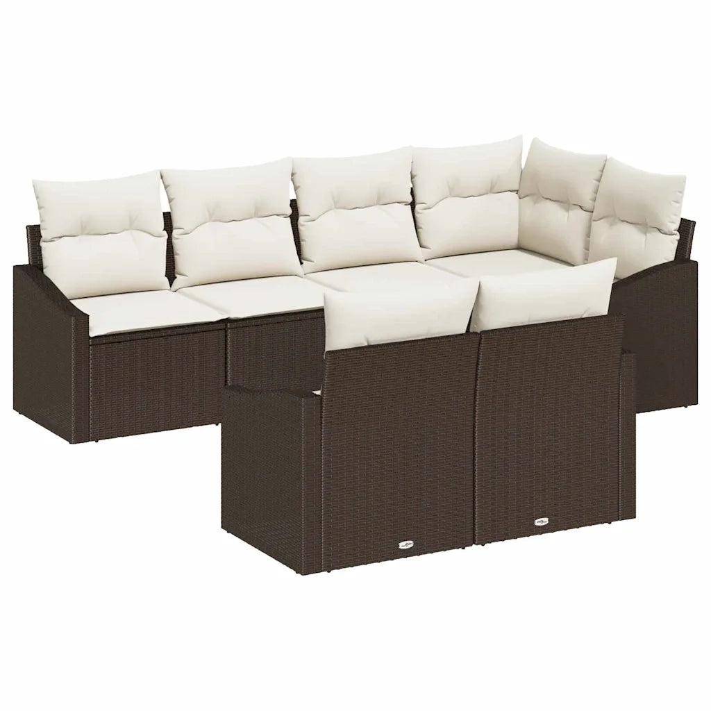 Set Divano da Giardino 7 pcs Marrone e bianco polyrattan 3355427