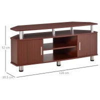 Mobile Porta TV Classico da Soggiorno con 2 ripiani e 2 Armadietti, in MDF e Acciaio Inox, Marrone, 120x39.5x52cm