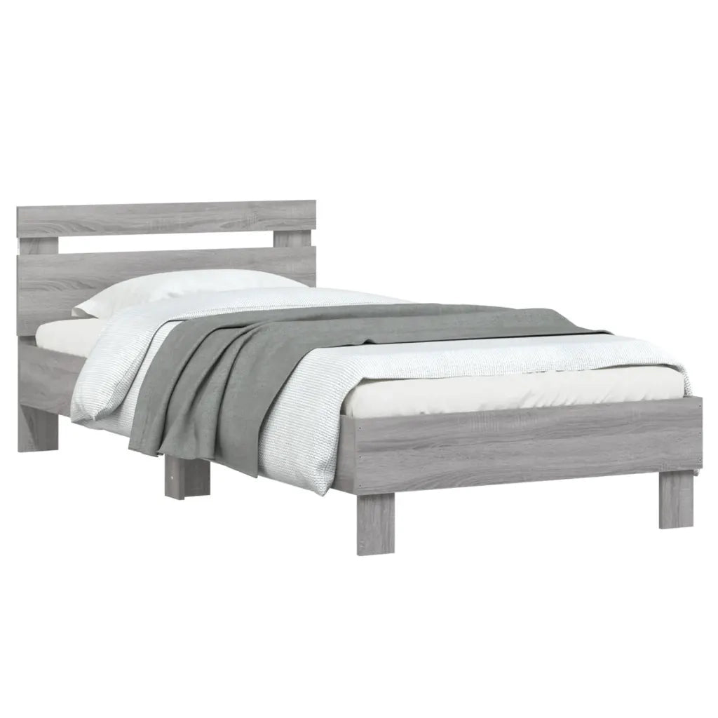 Giroletto con Testiera e LED Grigio Sonoma 90x200 cm 838720