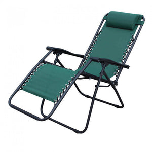 Sedia Sdraio Zero Gravity Reclinabile Pieghevole 88x65x110 h cm in Acciaio e Textilene Verde Scuro
