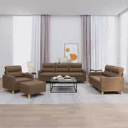 Set di Divani 4 pz con Cuscini Marrone in Tessutocod mxl 107185