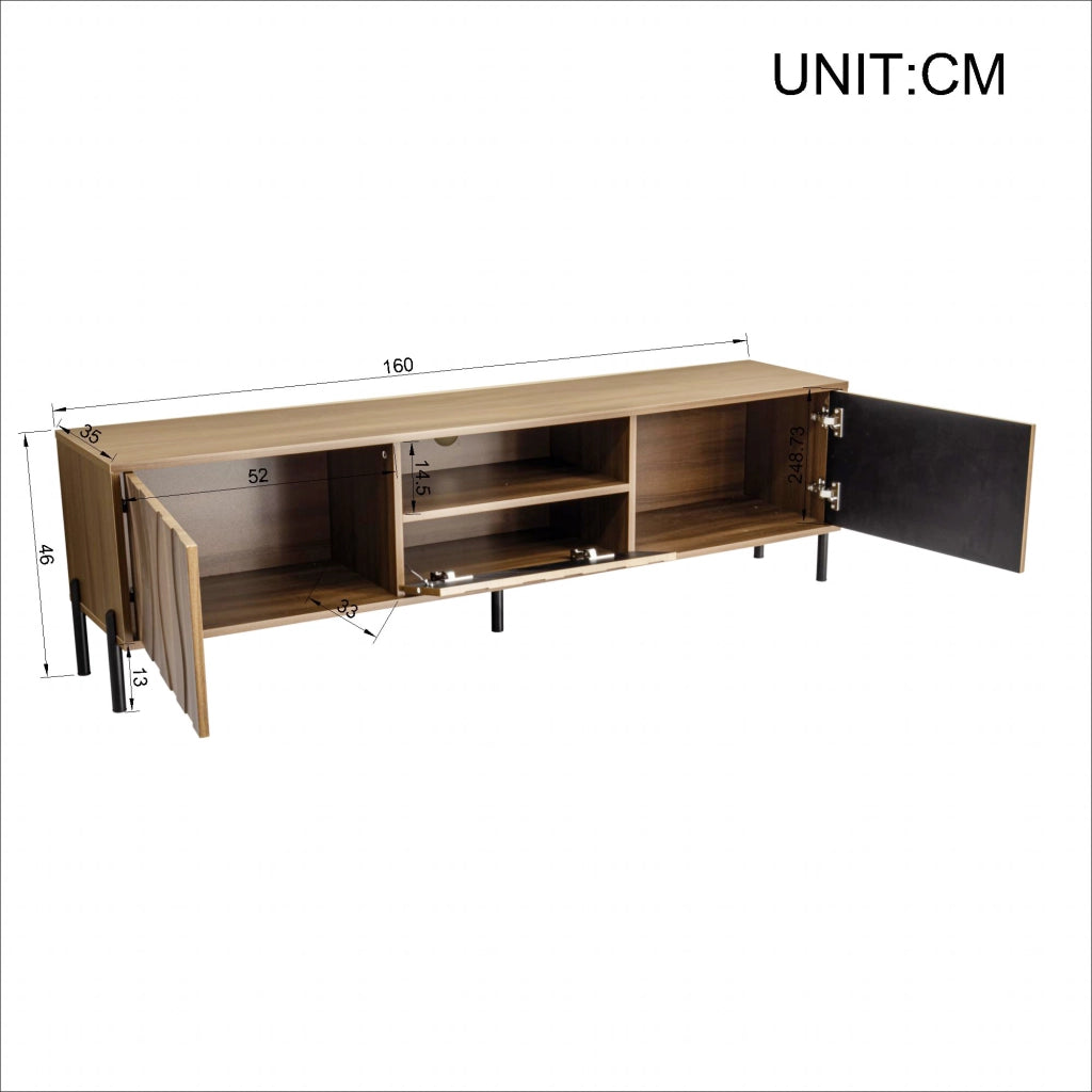 Set di Mobili da Soggiorno con 1 Mobile TV e 1 Tavolino da Caff??; Contenimento; Stile Wabi-Sabi; MDF; Legno Naturale