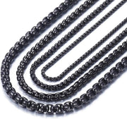 Collana Premium Veneta unisex nera acciaio inox - larghezza 2 - 5 mm, lunghezza 45 - 80 cm
