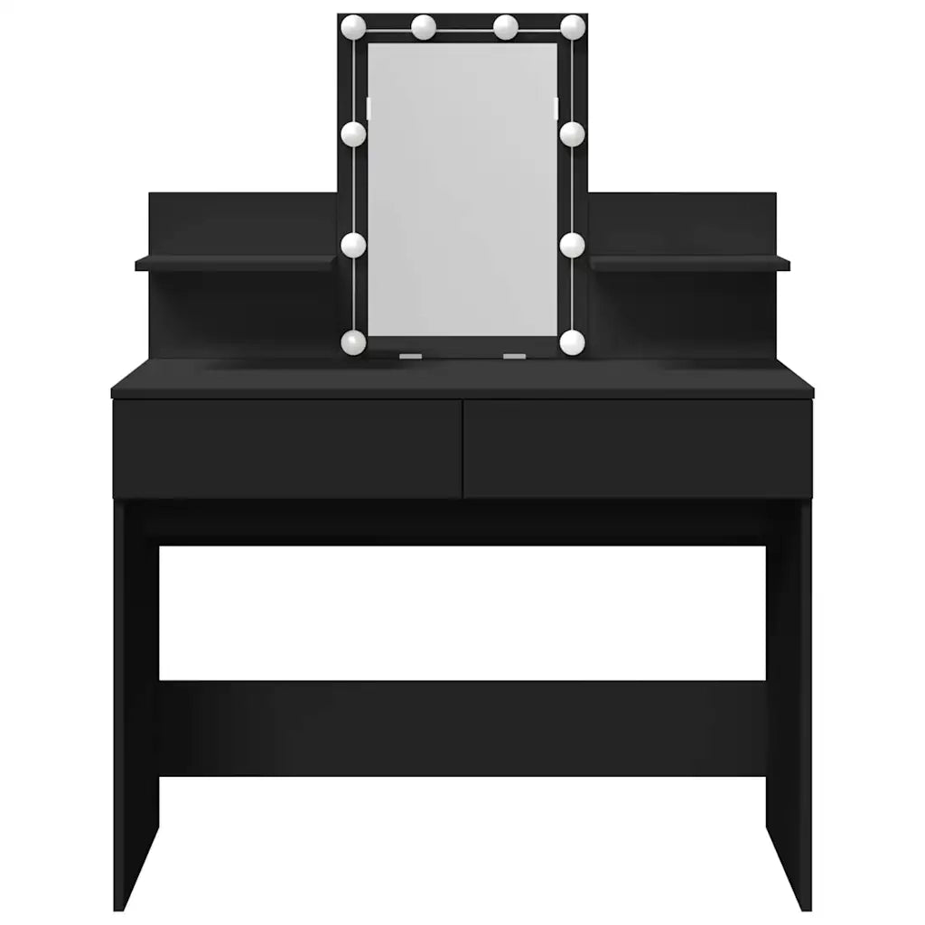Toeletta | Tavolo da Trucco con LED Nero 100x40x130 cm