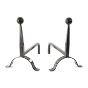 COPPIA DI ALARI FERRO BATTUTO PALLA 26X38X38 CAMINO CAMINETTO FUOCO