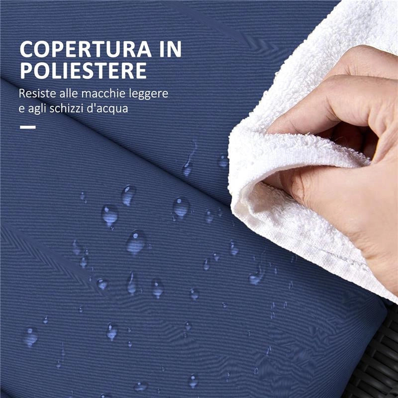 CUSCINO PER SDRAIO E LETTINO PRENDISOLE IN TESSUTO CON LACCI DI FISSAGGIO BLU SCURO 196X 63 CM