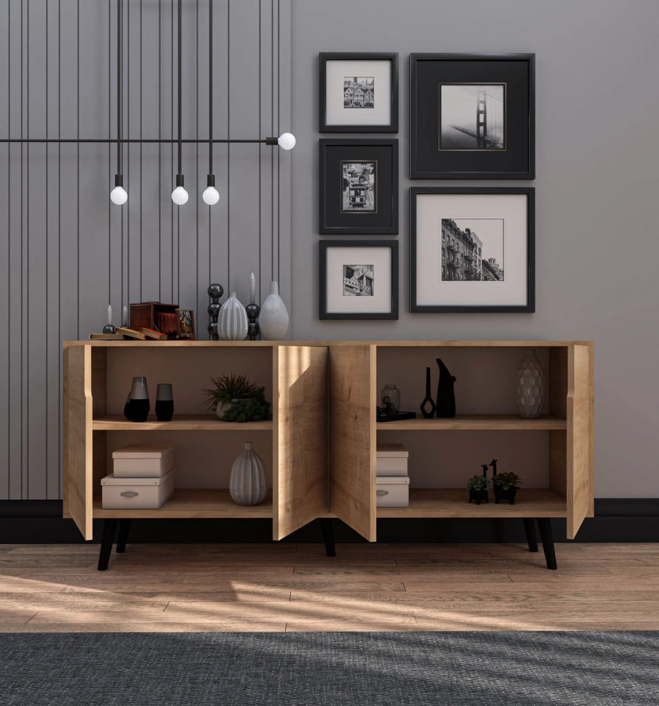 Credenza in legno "Latina" - 180 x 45 x 80 cm - Marrone chiaro
