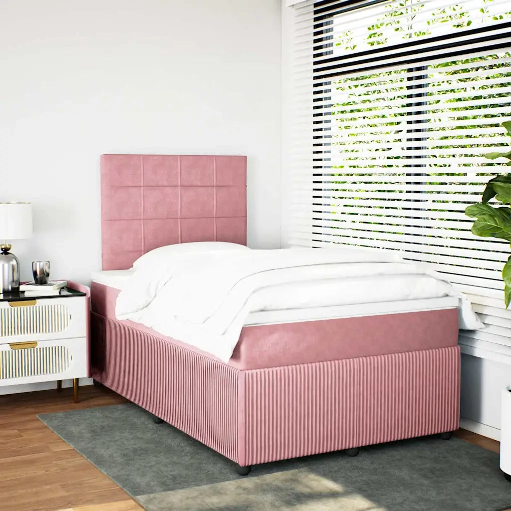 Giroletto a Molle con Materasso Rosa 120x200 cm in Velluto